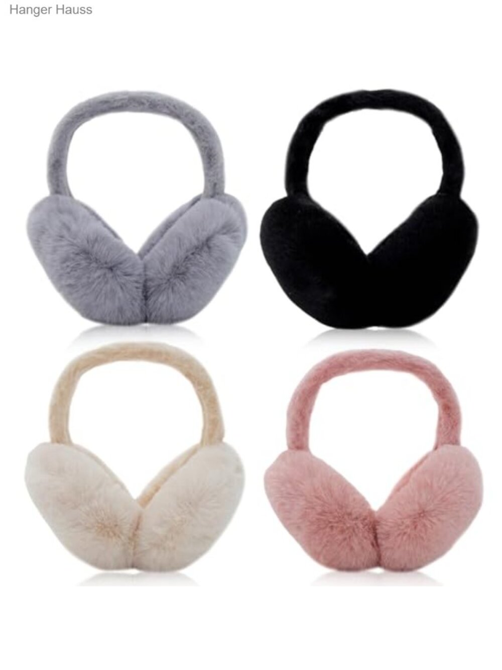 4 Pack Women's Faux Fur Ear Muffs Foldable Plush Winter Ear Warmers